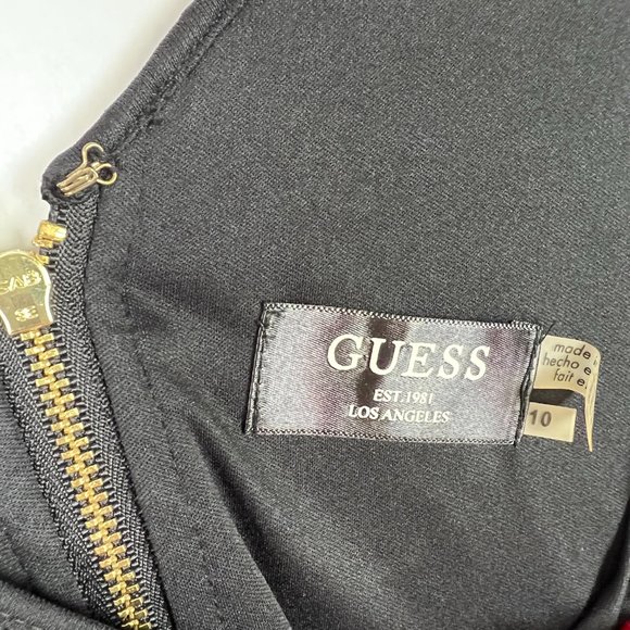 NWT Guess Black Kira Scalloped Eyelash Fringe Lace Dress LBD Size 10 NEW I991 - Picture 7 of 11